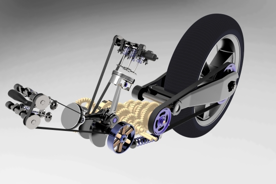 V型双缸摩托车发动机总成三维建模图纸 solidworks设计