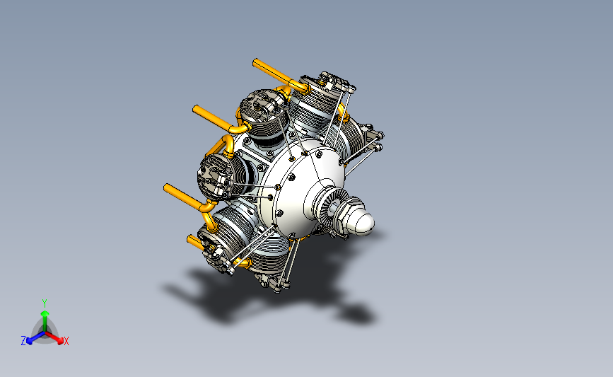 70ccm7缸星形发动机三维建模图纸 CREO设计 附IGS STEP格式