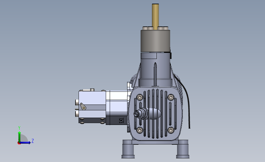 DLE 120双缸航模发动机外壳三维建模图纸 solidworks设计 左侧视图