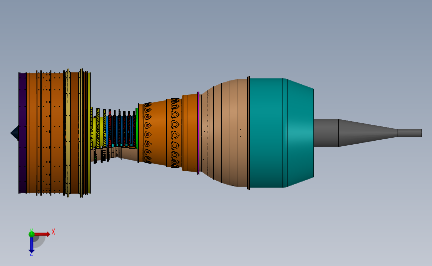 民用涡扇发动机三维建模图纸 solidworks设计 俯视图