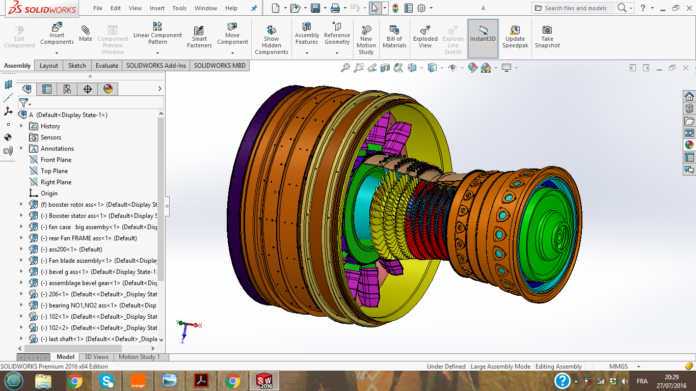 民用涡扇发动机三维建模图纸 solidworks设计