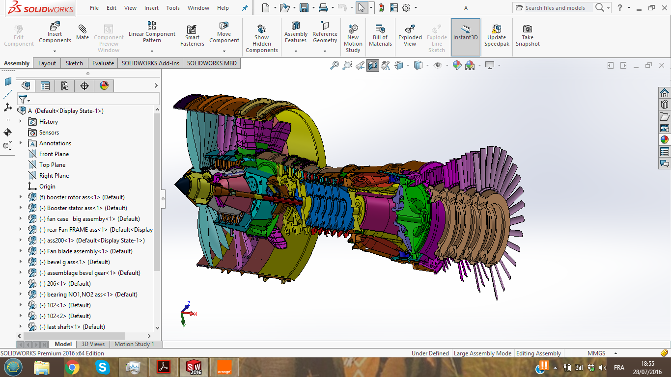 民用涡扇发动机三维建模图纸 solidworks设计