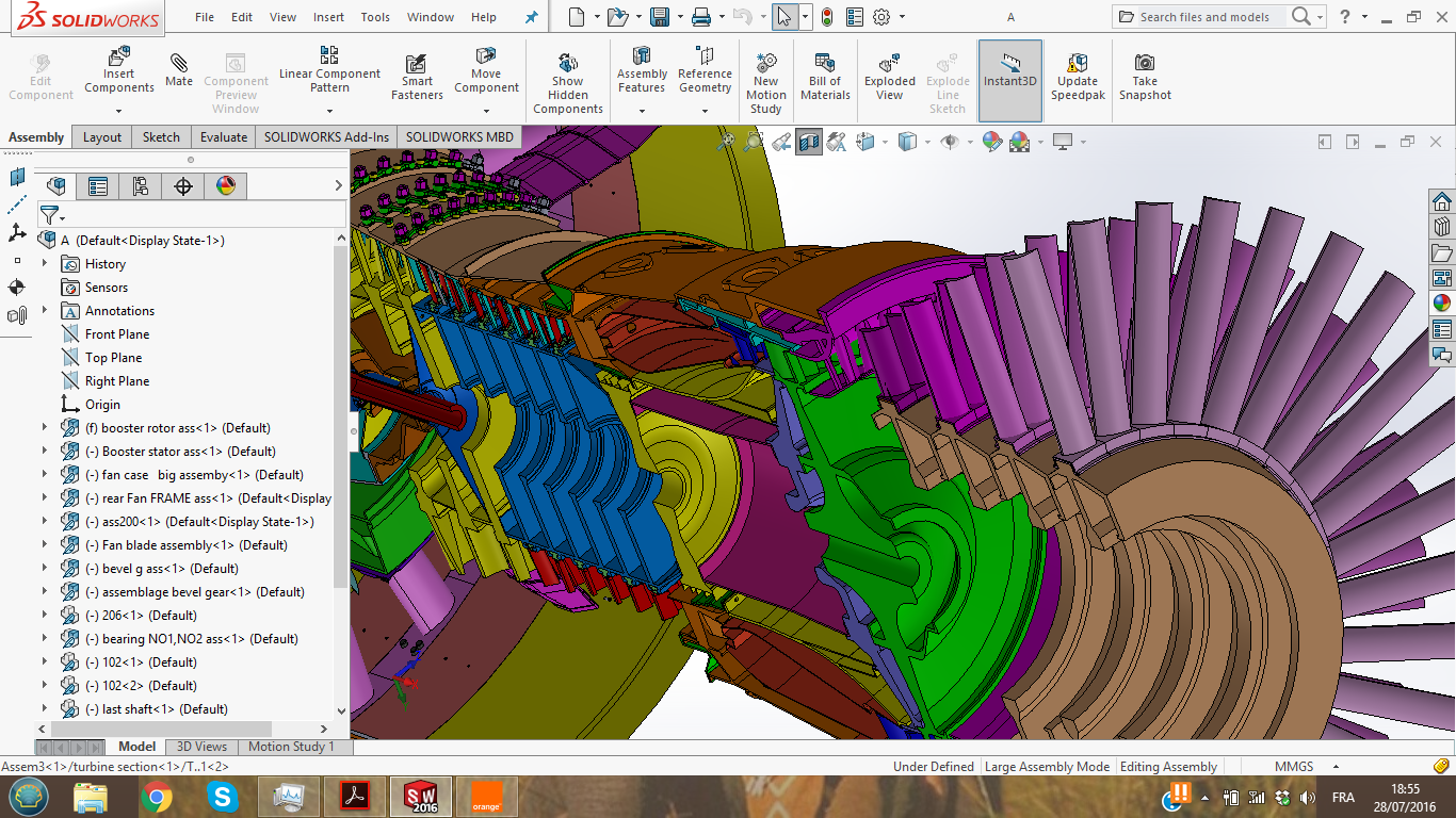 民用涡扇发动机三维建模图纸 solidworks设计