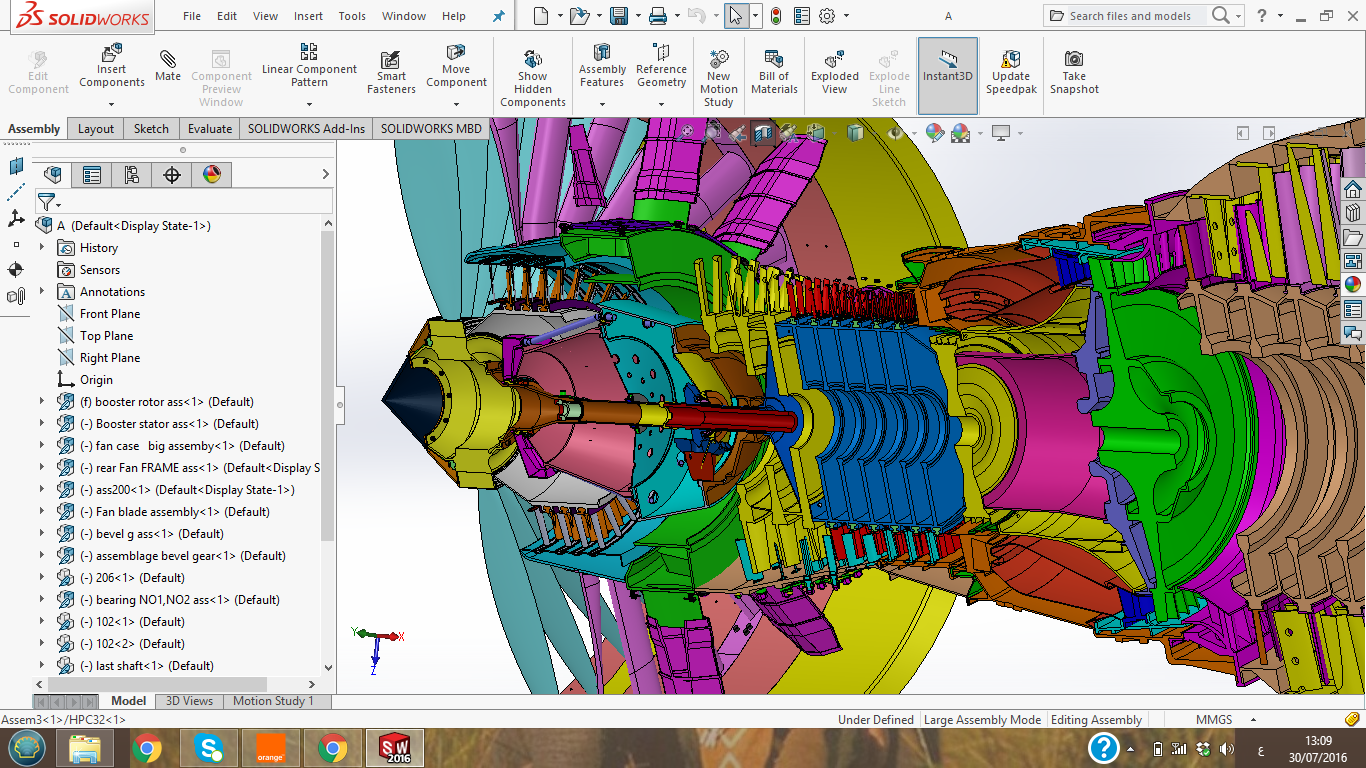 民用涡扇发动机三维建模图纸 solidworks设计