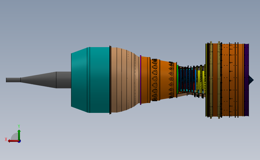 民用涡扇发动机三维建模图纸 solidworks设计 背面视图