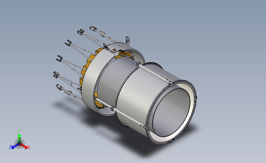 涡喷发动机加力燃烧室 矢量喷管3D建模 机械设计参考资料图纸