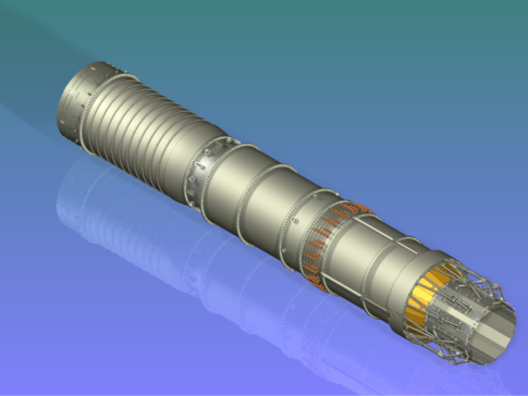 涡轮喷气发动机 涡喷发动机带加力燃烧室 3D模型