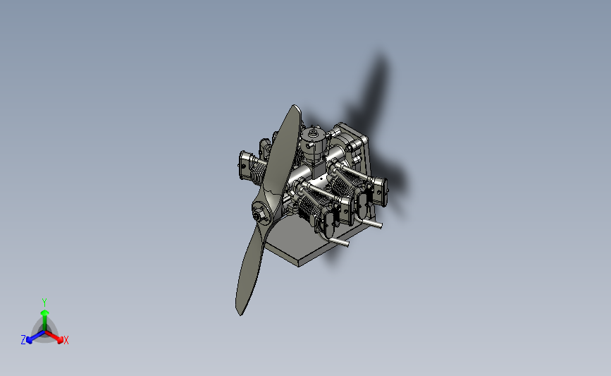 02-4缸对置气缸发动机模型3D图纸 Solidworks设计 附STEP发动机