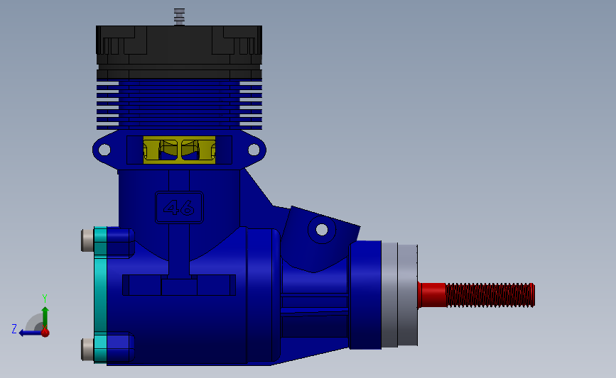 47-OS-46ax发动机简易模型3D图纸 Solidworks设计发动机