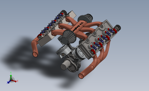 50-old V6发动机简易结构模型3D图纸 Solidworks设计发动机