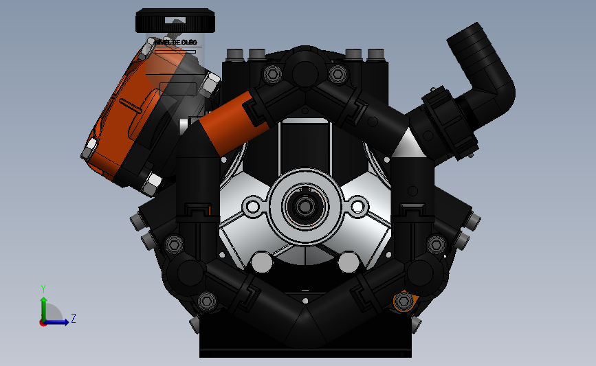 BOMBA发动机三维建模图纸 SolidWorks设计 单个Sldprt文件发动机 左侧视图