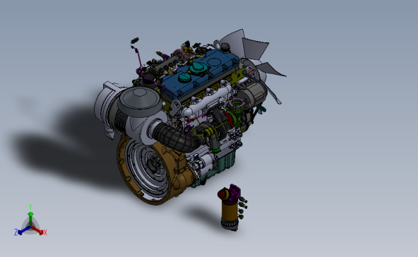 1104D-E44TA珀金斯柴油机3D模型 Solidworks设计发动机