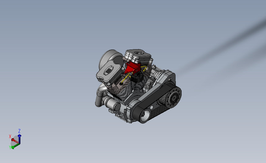 FXR发动机3D模型图纸 SolidWorks设计发动机