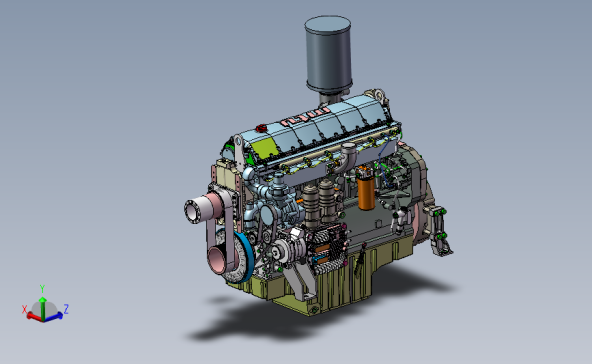 MTU柴油发动机外形数模图纸 Solidworks设计发动机