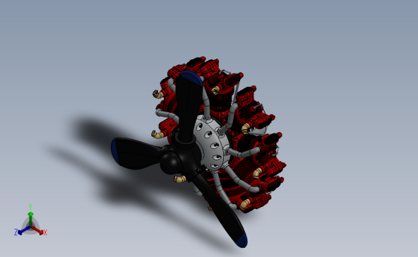 Radyal星形9缸发动机外观模型3D图纸 Solidworks设计发动机
