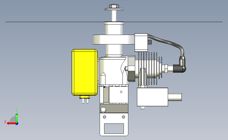 ryobi-31ccm微型发动机3D图纸 INVENTOR设计 附STP格式发动机 背面视图