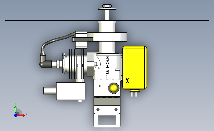 ryobi-31ccm微型发动机3D图纸 INVENTOR设计 附STP格式发动机 正面视图
