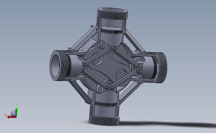 X型发动机结构模型3D图纸 Solidworks设计发动机