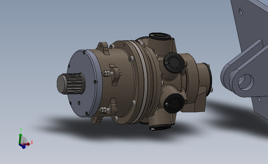 四缸星型液压马达发动机三维建模图纸 SOLIDWORKS设计 机械参考发动机