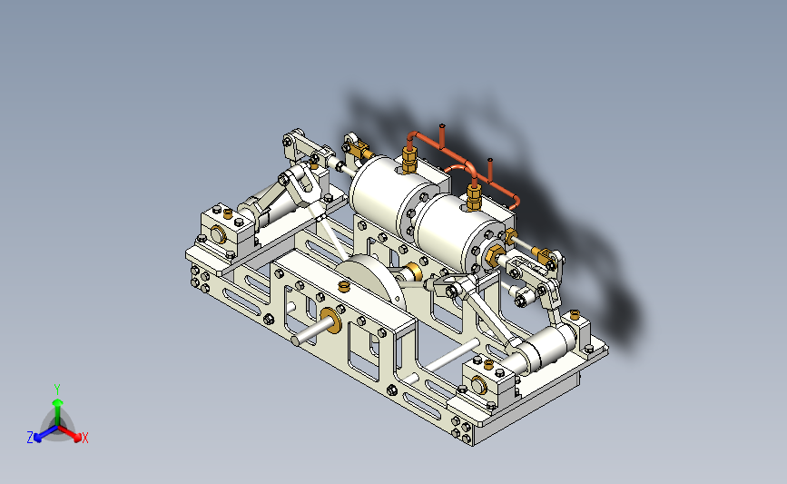 卧式蒸汽机模型3D图纸 STP格式发动机