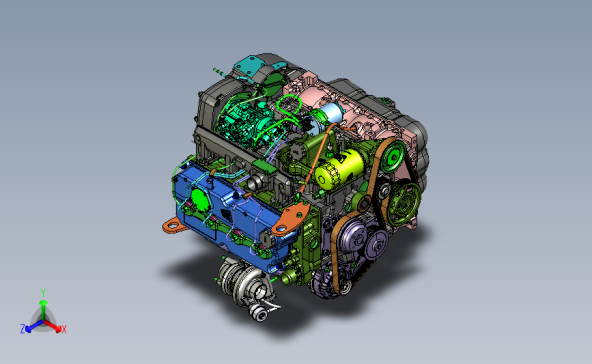 详细的JCB444TCA 93kW发动机模型3D图纸 STP格式发动机