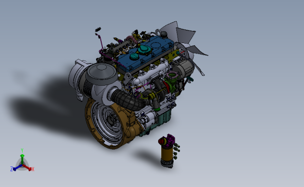 英国进口柴油机3D模型图纸 SolidWorks设计发动机