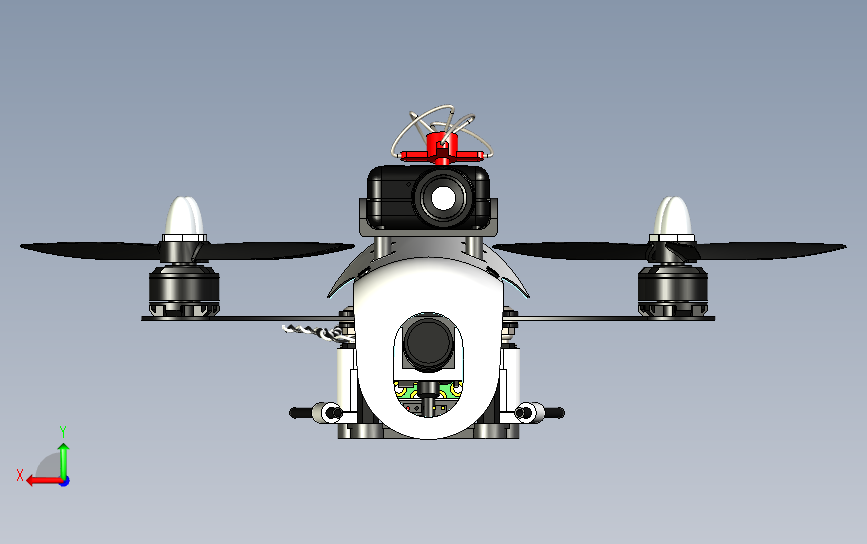 Aerotek J-mini四轴无人机三维建模图纸 X_T格式 背面视图