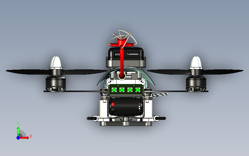 Aerotek J-mini四轴无人机三维建模图纸 X_T格式 正面视图
