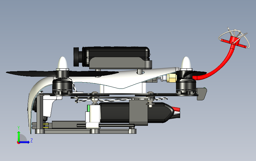Aerotek J-mini四轴无人机三维建模图纸 X_T格式 左侧视图
