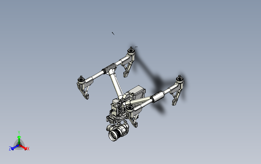 大疆悟 inspire Pro 无人机三维设计图纸 ProE建模 附STP IGS X_T