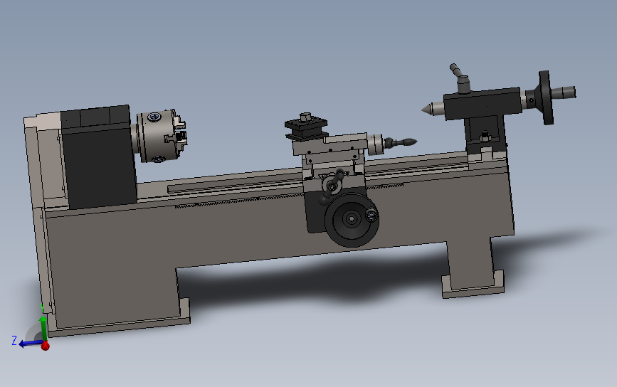 迷你TRONA微型车床3D数模图纸 Solidworks设计