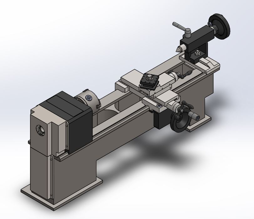 迷你trona微型车床3d数模图纸 Solidworks设计 Solidworks 2015 模型图纸下载 懒石网