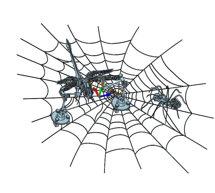 蜘蛛用蜘蛛网捕猎蜻蜓艺术机械模型