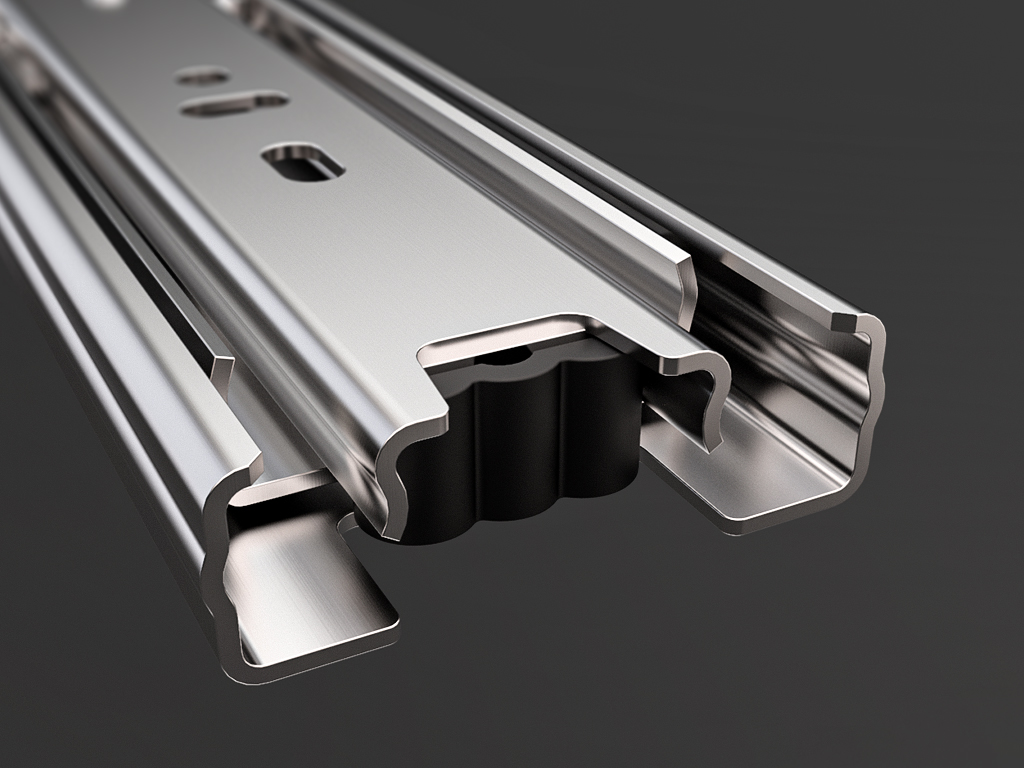 滚珠轴承伸缩滑块3D数模图纸 Solidworks设计 附step igs