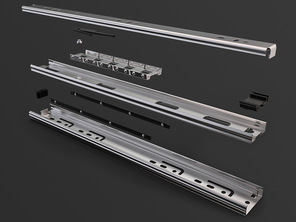 滚珠轴承伸缩滑块3D数模图纸 Solidworks设计 附step igs