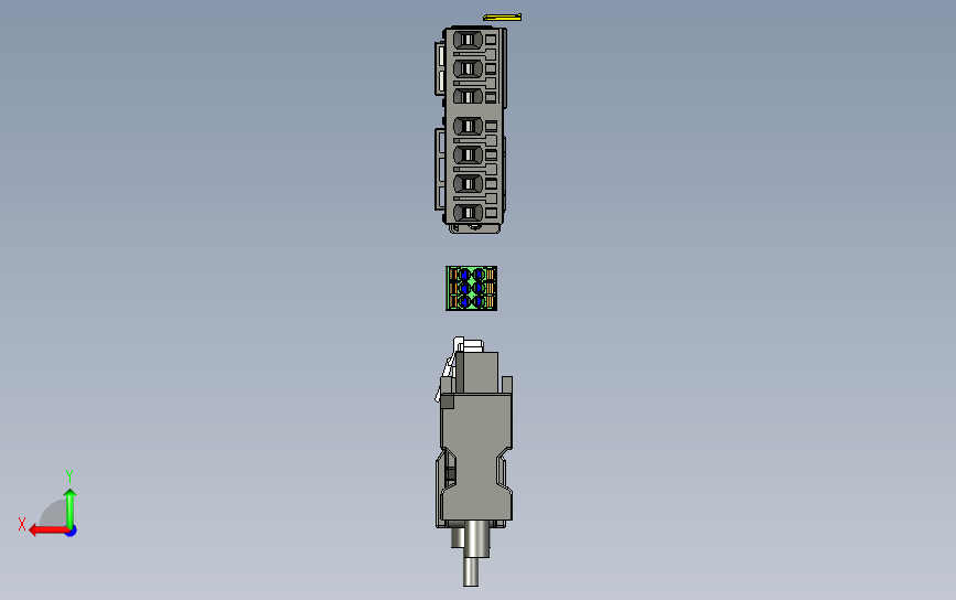 Y7-S B结构(220V-750W和220V-1KW)_3D数据伺服驱动 背面视图