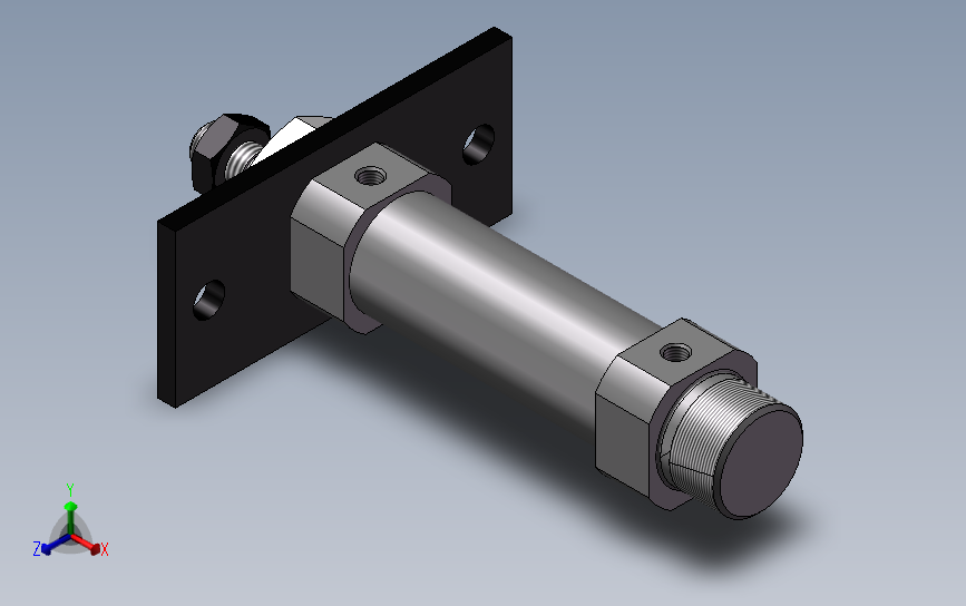 SMC短行气缸缸径20CM3F20杆侧法兰型_SOLIDWORKS 2014_模型图纸下载 – 懒石网
