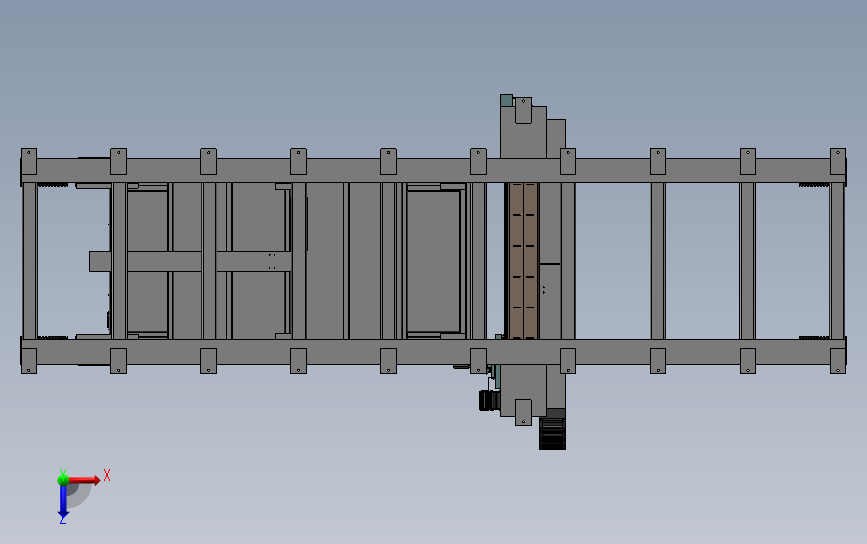 龙门式三维激光切割机3D图纸 SOLIDWORKS设计 附X_T格式 俯视图