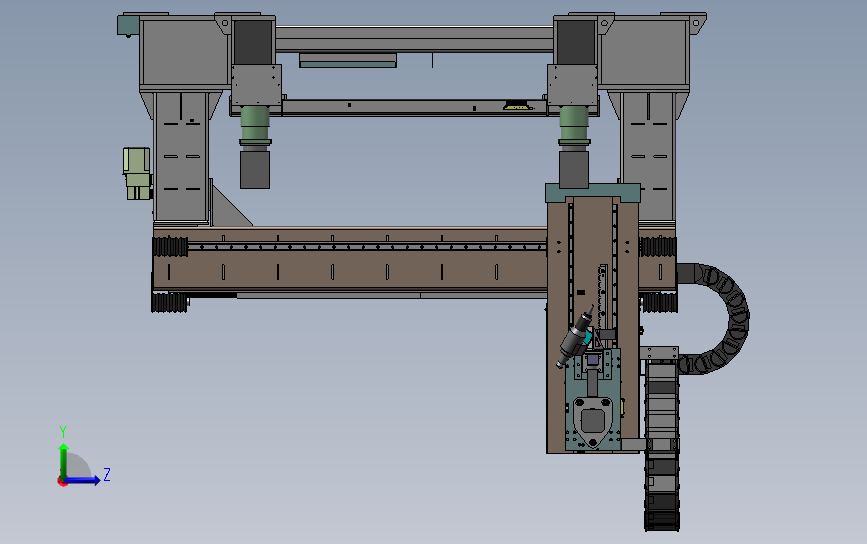 龙门式三维激光切割机3D图纸 SOLIDWORKS设计 附X_T格式 左侧视图