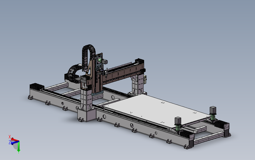 龙门式三维激光切割机3D图纸 SOLIDWORKS设计 附X_T格式 主视图
