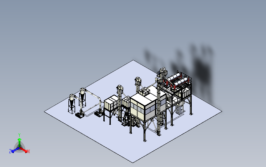 米精炼厂3D模型图纸 IGS格式图档 食品加工生产线数模