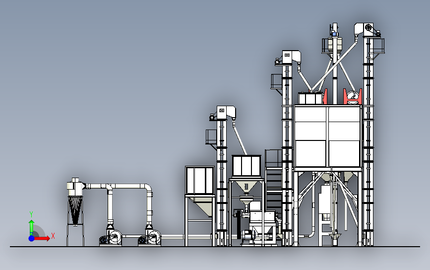 米精炼厂3D模型图纸 IGS格式图档 食品加工生产线数模