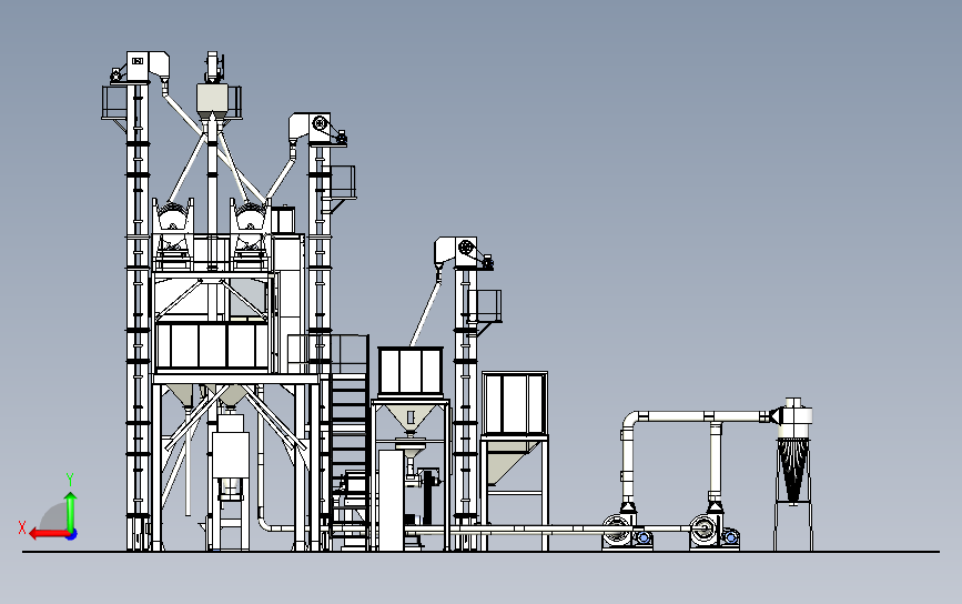 米精炼厂3D模型图纸 IGS格式图档 食品加工生产线数模