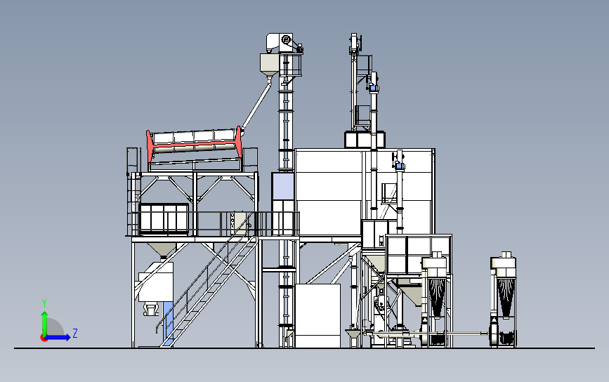 米精炼厂3D模型图纸 IGS格式图档 食品加工生产线数模