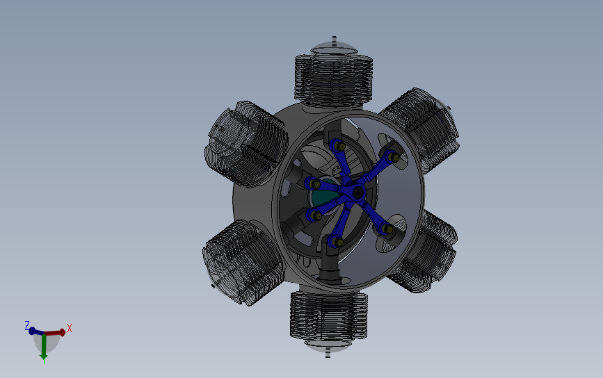星形活塞泵三维建模图纸 SOLIDWORKS设计 附STEP格式