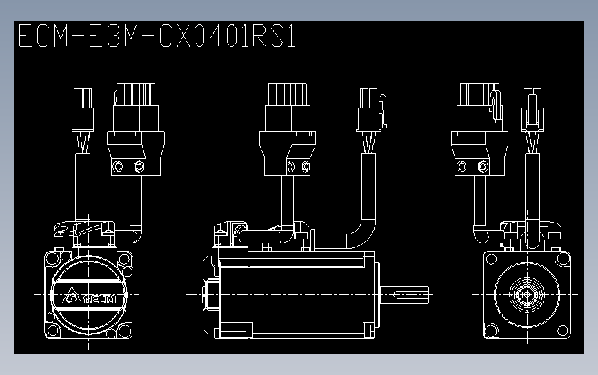 伺服电机100W (中惯量)ECM-E3-40框号系列机种图纸