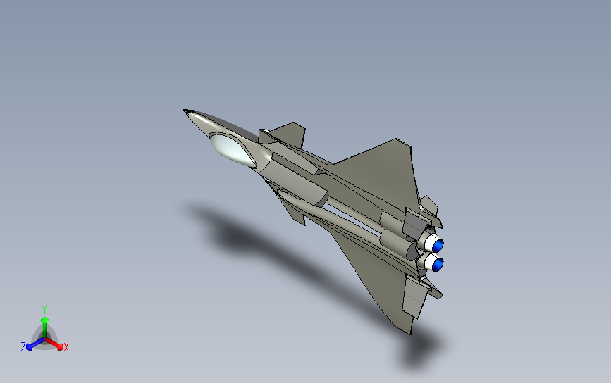 简易歼20 J-20战斗机三维建模图纸 ProE版及UG版