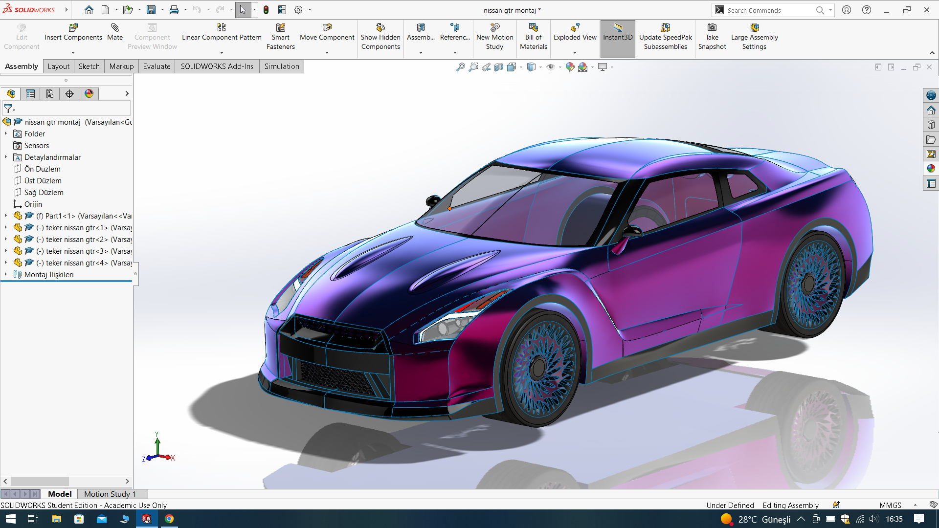 nissan GTR汽车_SOLIDWORKS 2021_模型图纸下载 – 懒石网