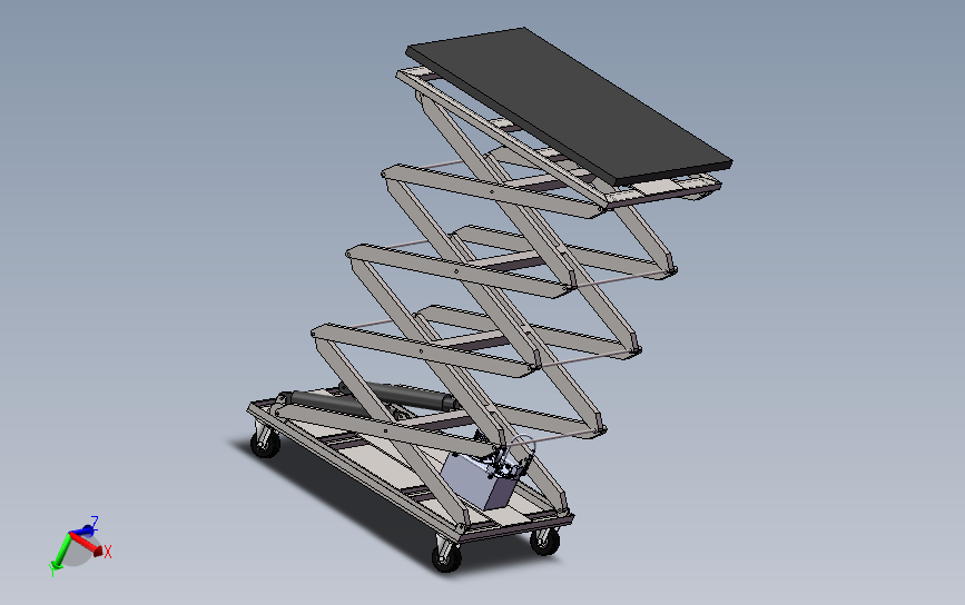 剪切式升降机带底座的 Solidworks 2016 模型图纸下载 懒石网