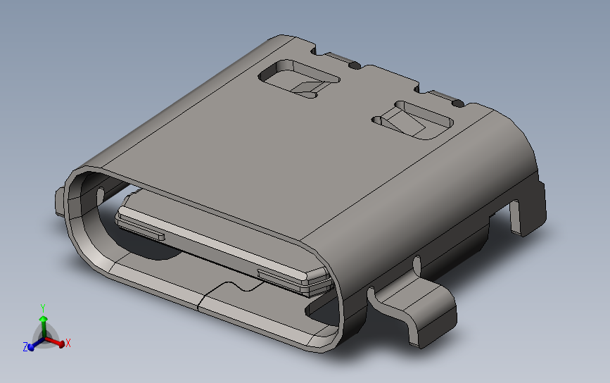 USB C 连接器水平板载 1.6mm_SOLIDWORKS 2017_模型图纸下载 – 懒石网